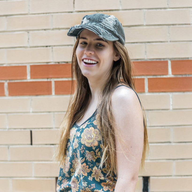 DISTRESSED DAD HAT (BLACK)