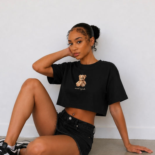 SPLIT PERSONALITY BEAR CROP (BLACK)