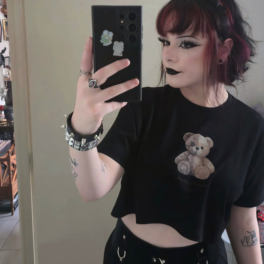SPLIT PERSONALITY BEAR CROP (BLACK)