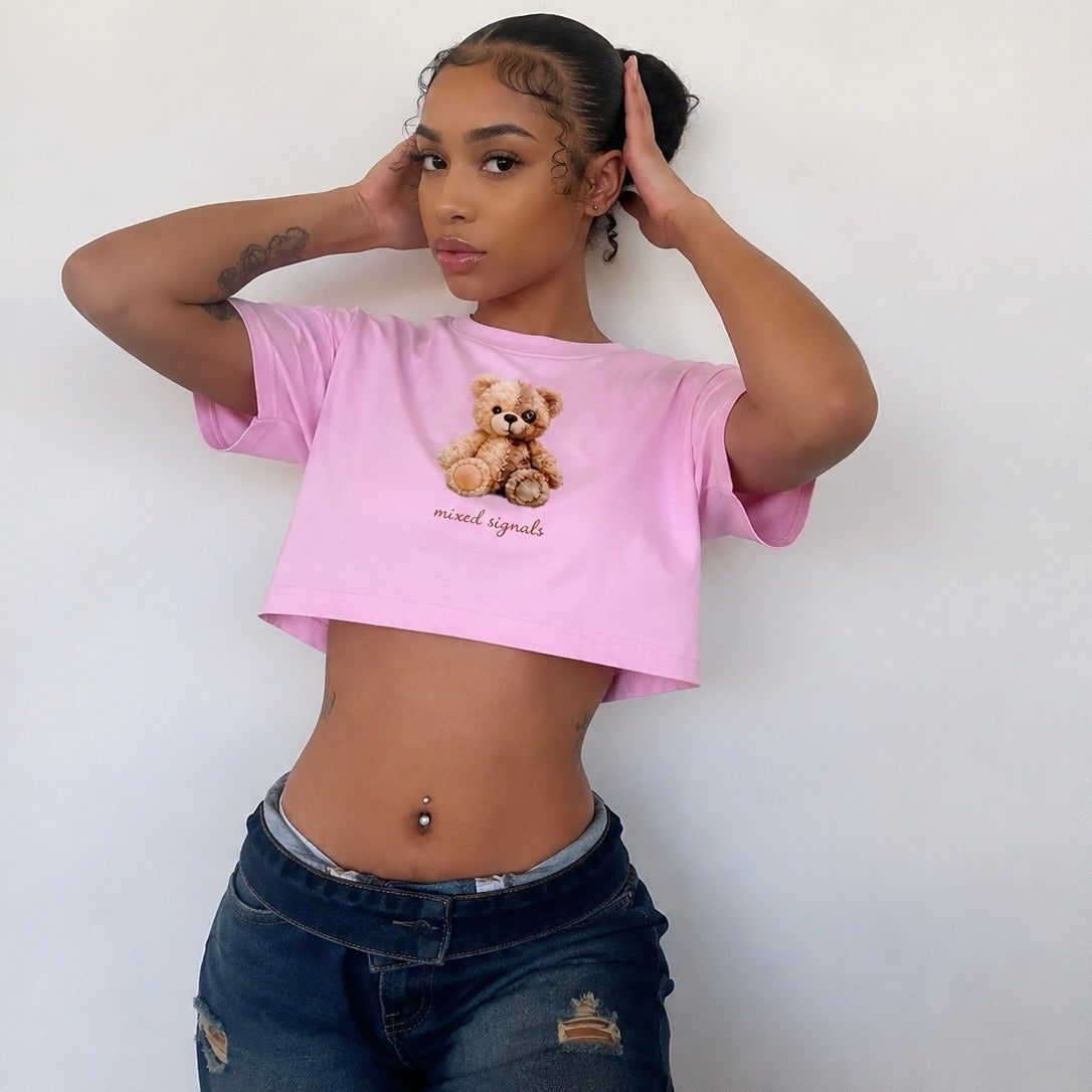 SPLIT PERSONALITY BEAR CROP - PINK