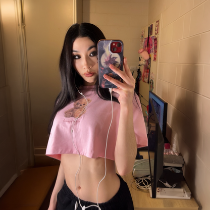 SPLIT PERSONALITY BEAR CROP (PINK)