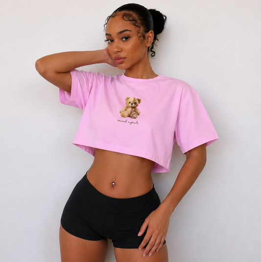 SPLIT PERSONALITY BEAR CROP (PINK)