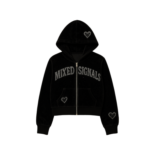 FLICKERING HEART RHINESTONE ZIPUP